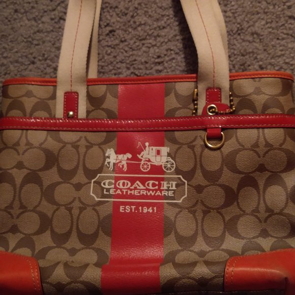 Coach Handbags - COACH LEATHERWARE - BEAUTIFUL BAG - RED STRIPE